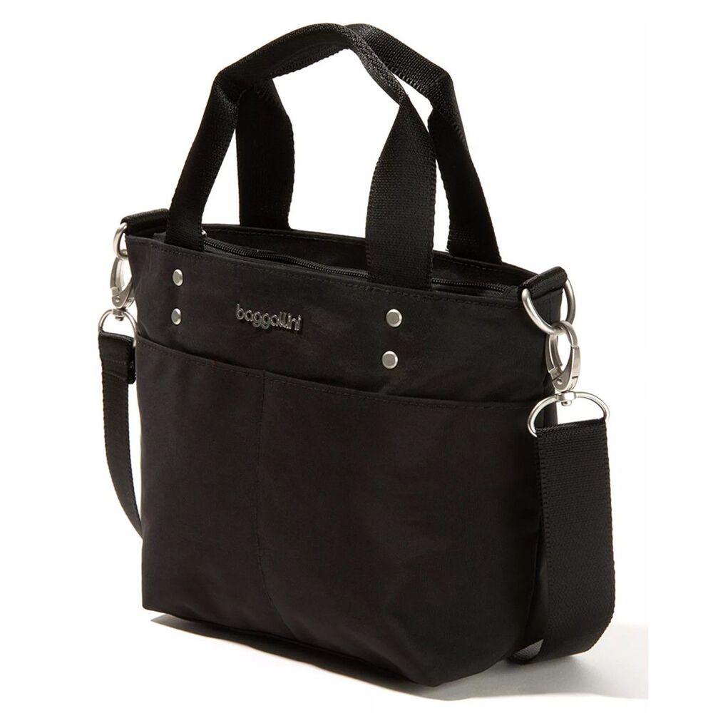 Baggillini Black Mini Carryall Tote Bag, NEW with tags! 10.75"W x 7.5"H x 4"D - Picture 1 of 10